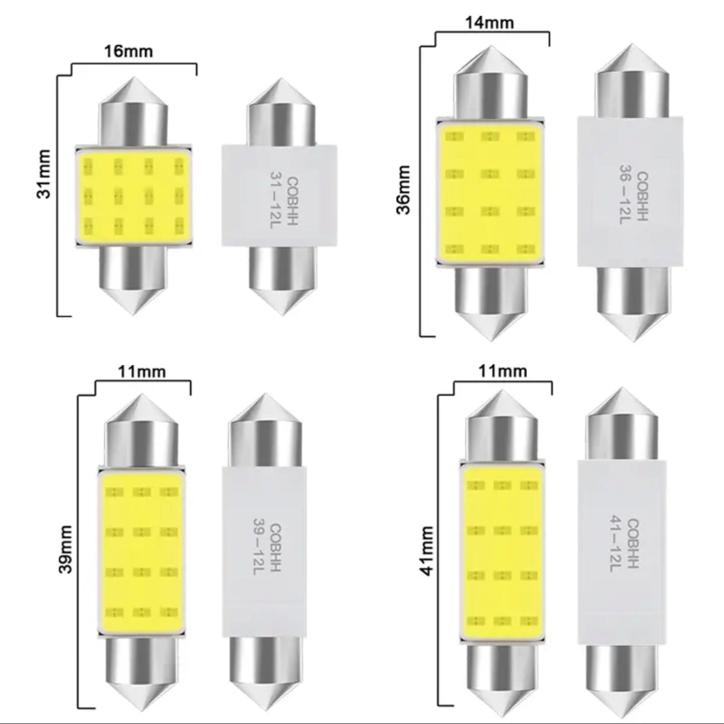 C10W C5W LED COB 36mm / 41/42mm 12V Vita LED-lampor för Fordon - Landgren Dynamics