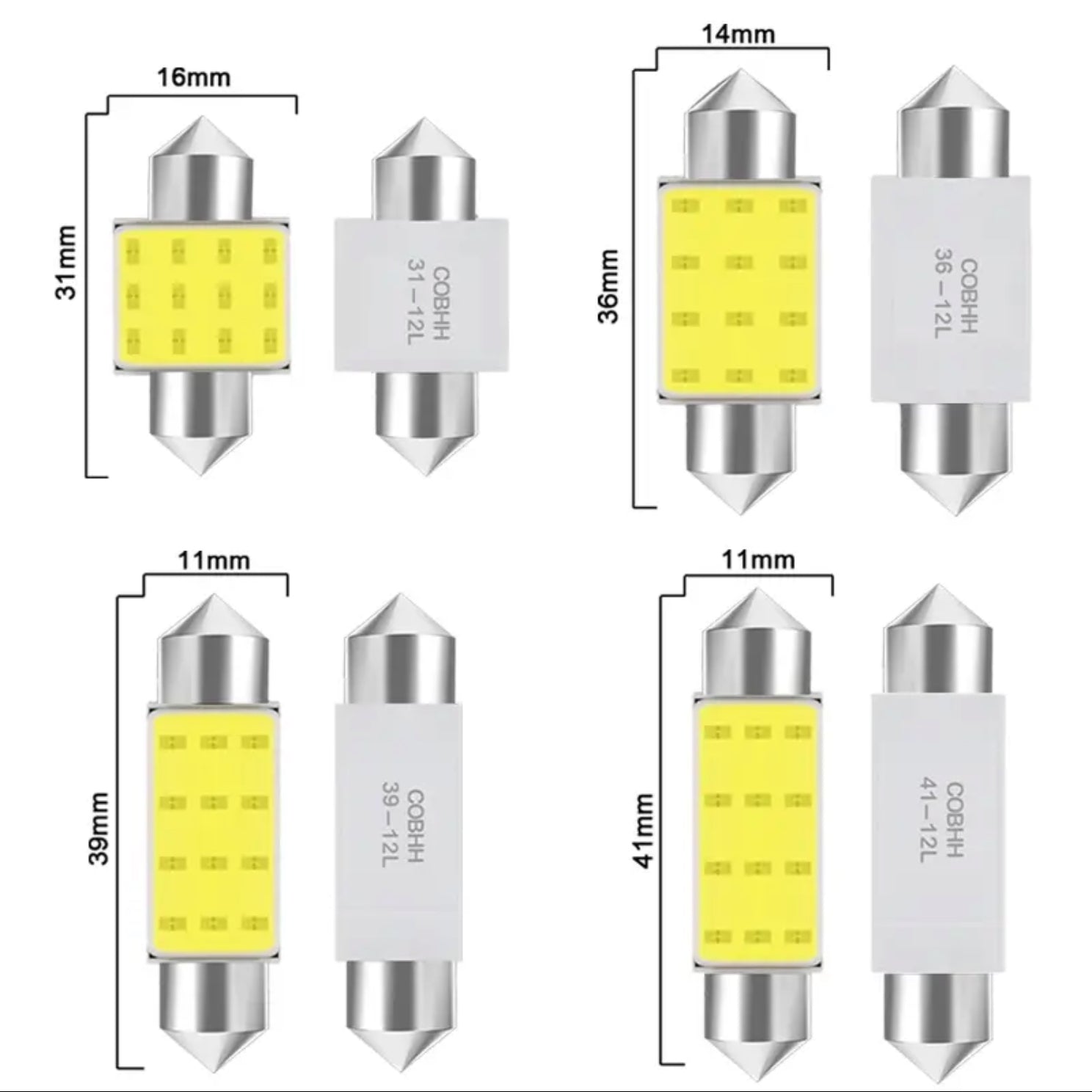 C10W C5W LED COB 36mm / 41/42mm 12V Vita LED-lampor för Fordon - Landgren Dynamics