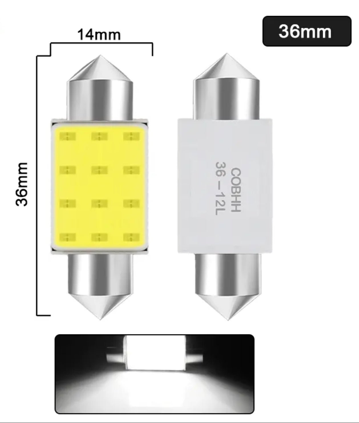 C10W C5W LED COB 36mm / 41/42mm 12V Vita LED-lampor för Fordon - Landgren Dynamics