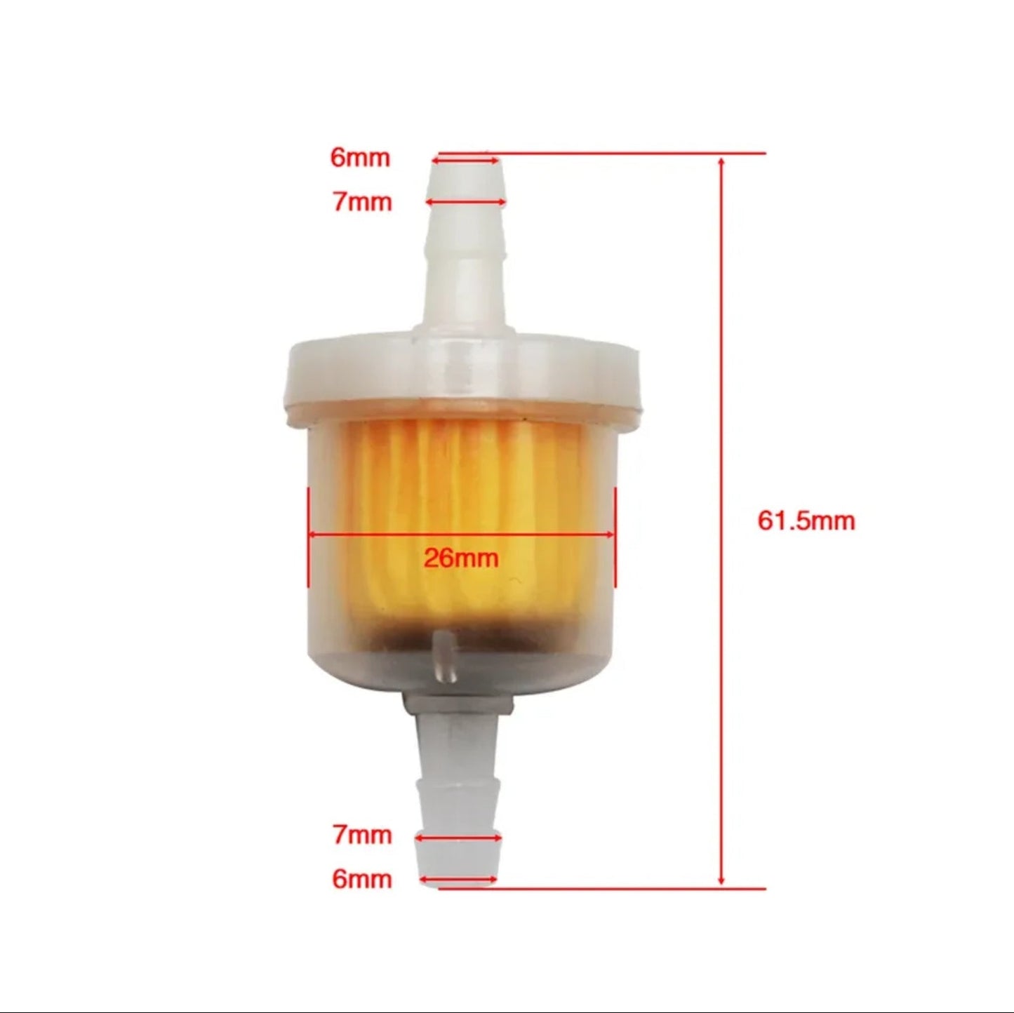 Universal 60 mikron filter, transparent in-line Bränslefilter 5-6mm slang Motorcykel Bensin Scooter - Landgren Dynamics