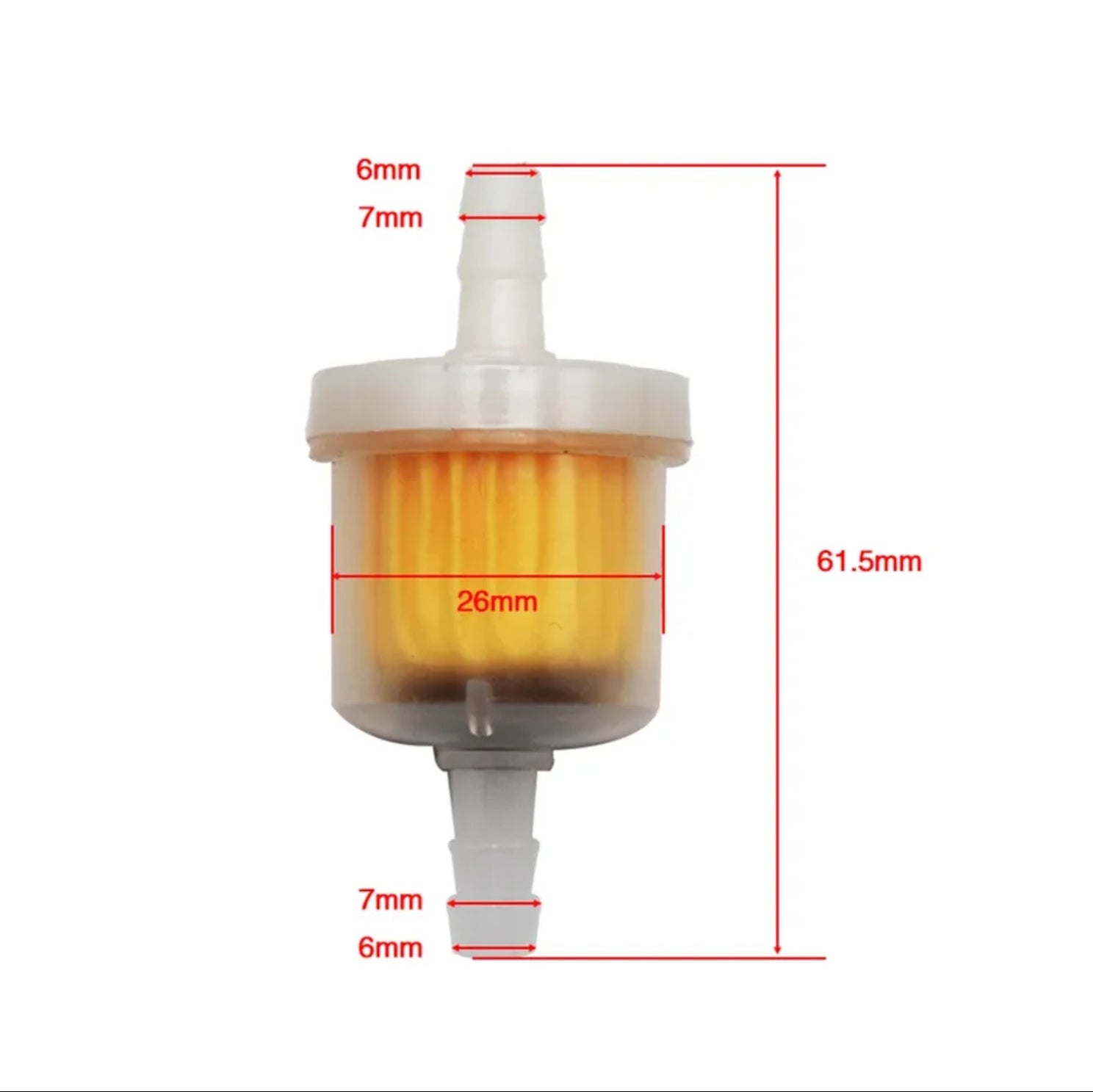 Universal 60 mikron filter, transparent in-line Bränslefilter 5-6mm slang Motorcykel Bensin Scooter - Landgren Dynamics